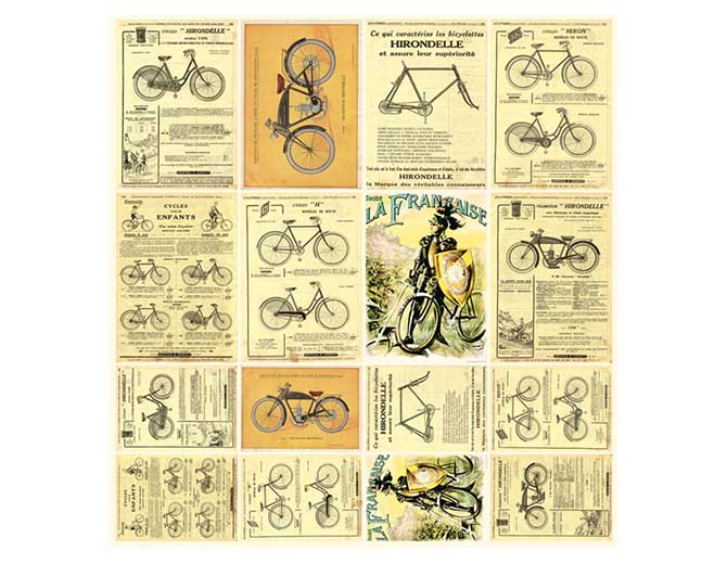 Лист с карточками для скрапбукинга "Велосипеды"   